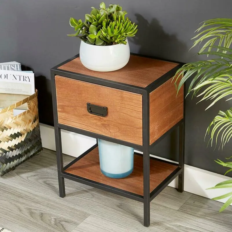 1 Drawer Dark Brown Side Table