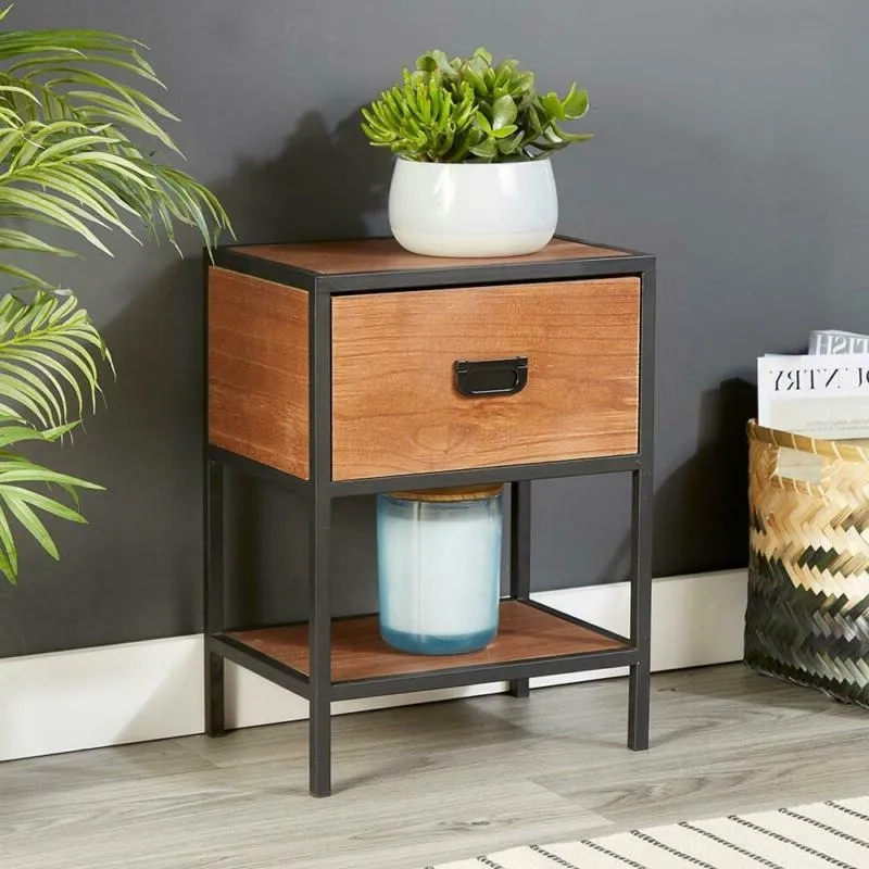 1 Drawer Dark Brown Side Table