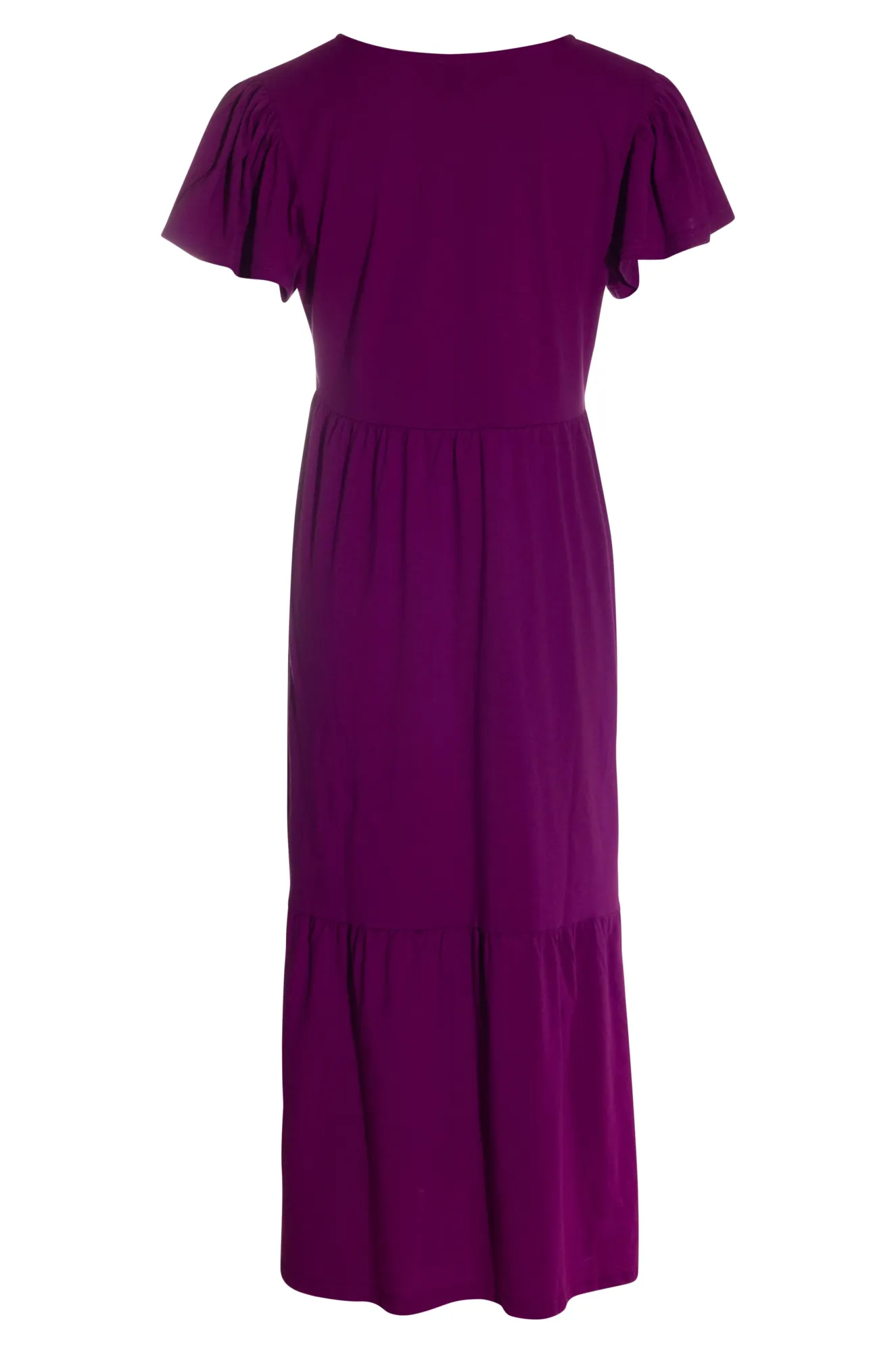 100% Cotton V neck Dress | MAGENTA | 6683AR