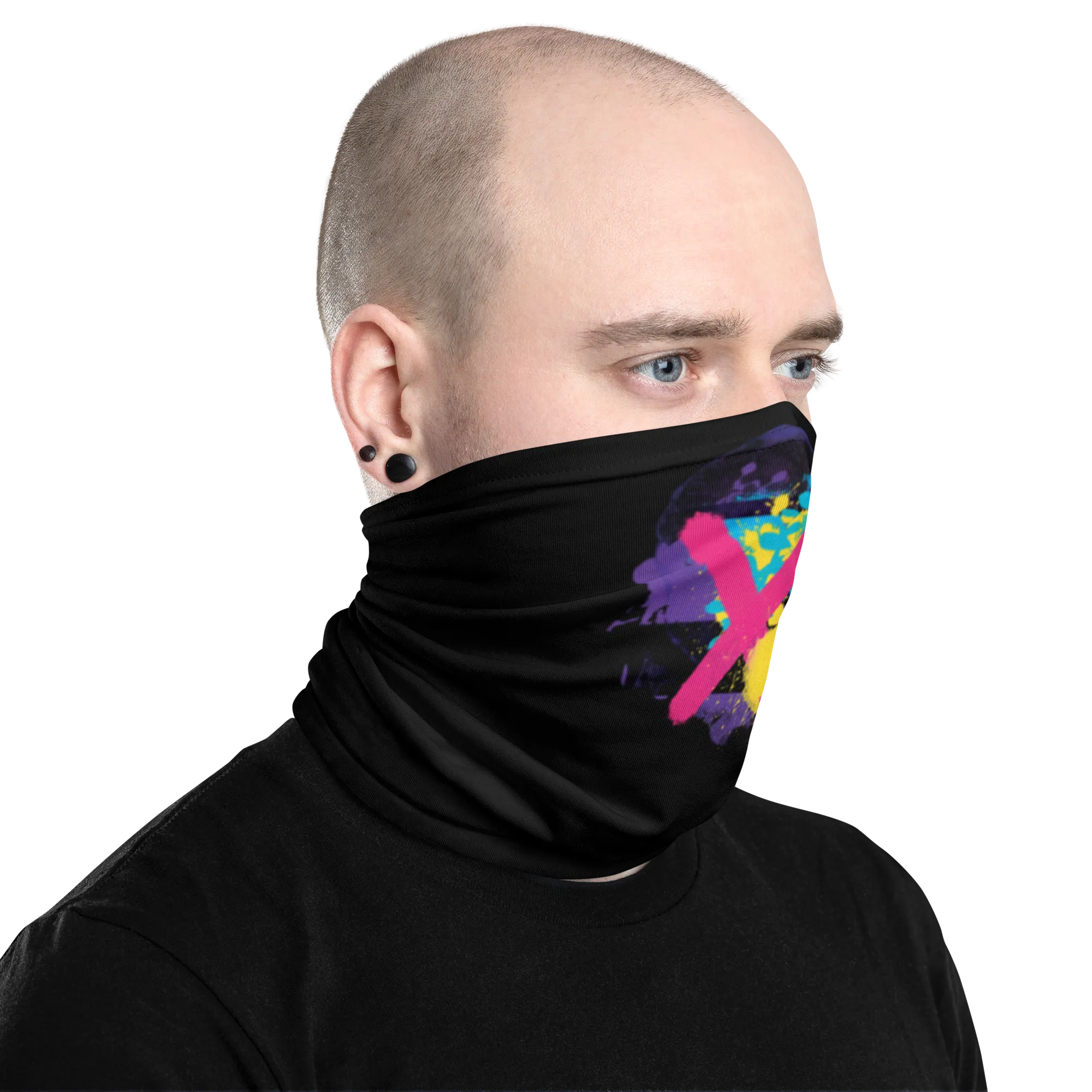 Abstract Series 01 Face Mask & Neck Gaiter Black