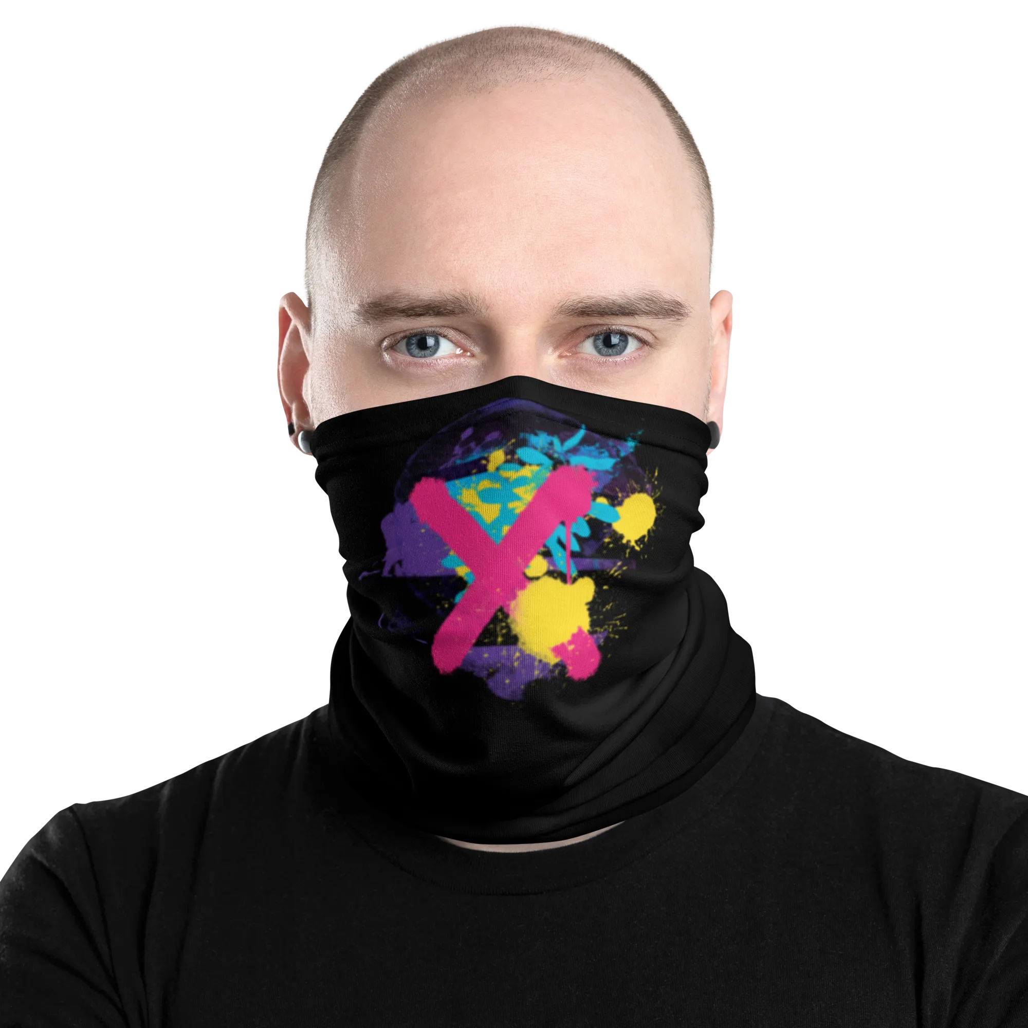 Abstract Series 01 Face Mask & Neck Gaiter Black