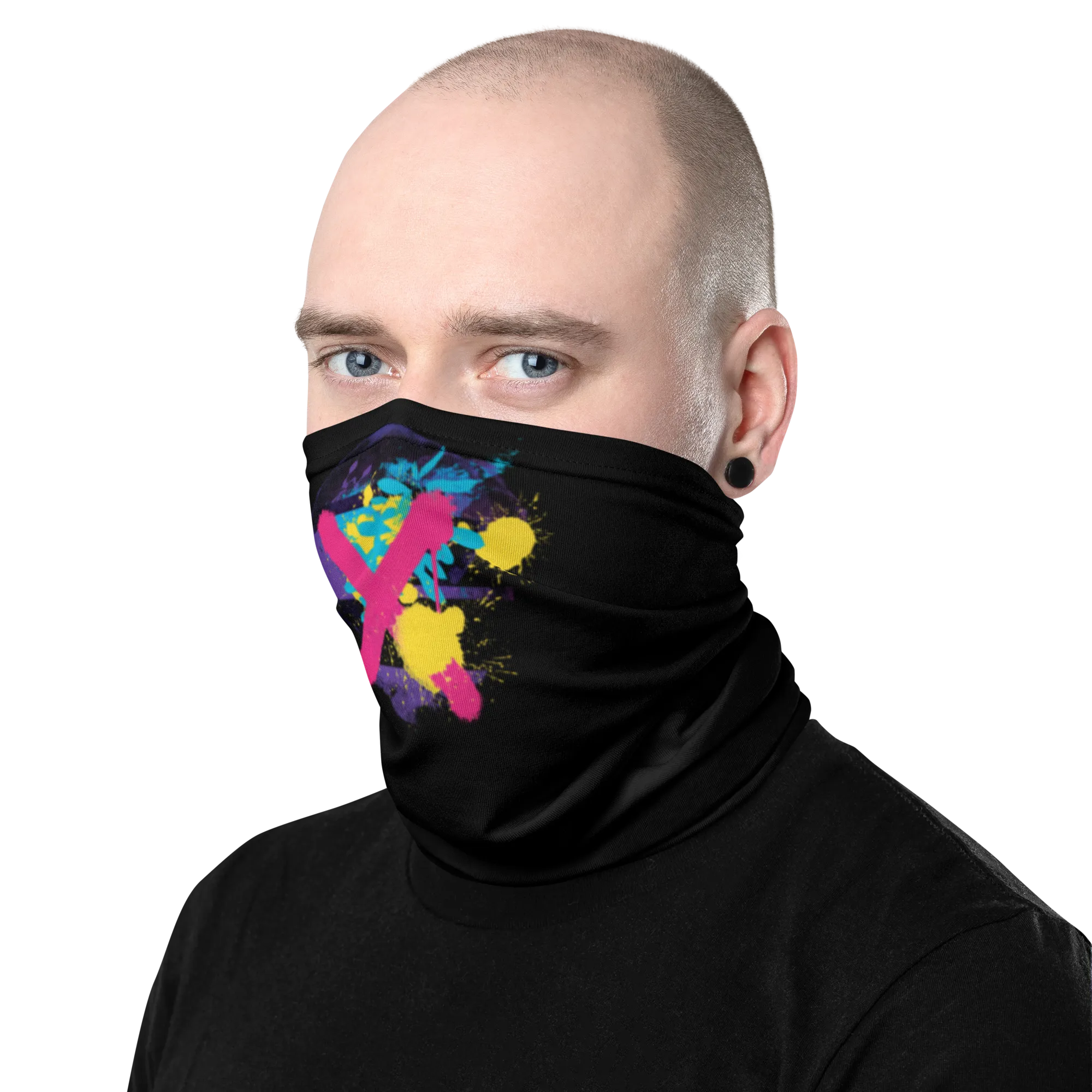 Abstract Series 01 Face Mask & Neck Gaiter Black