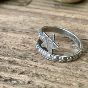 Adjustable sterling silver shooting star ring. Made to order