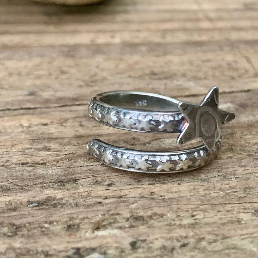 Adjustable sterling silver shooting star ring. Made to order