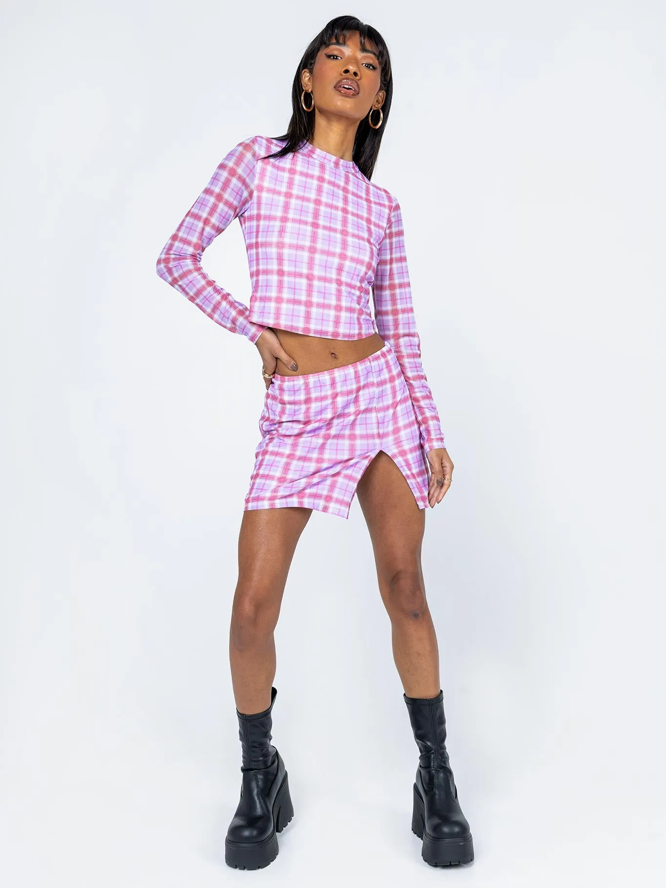 Alana Long Sleeve Set Pink / Purple