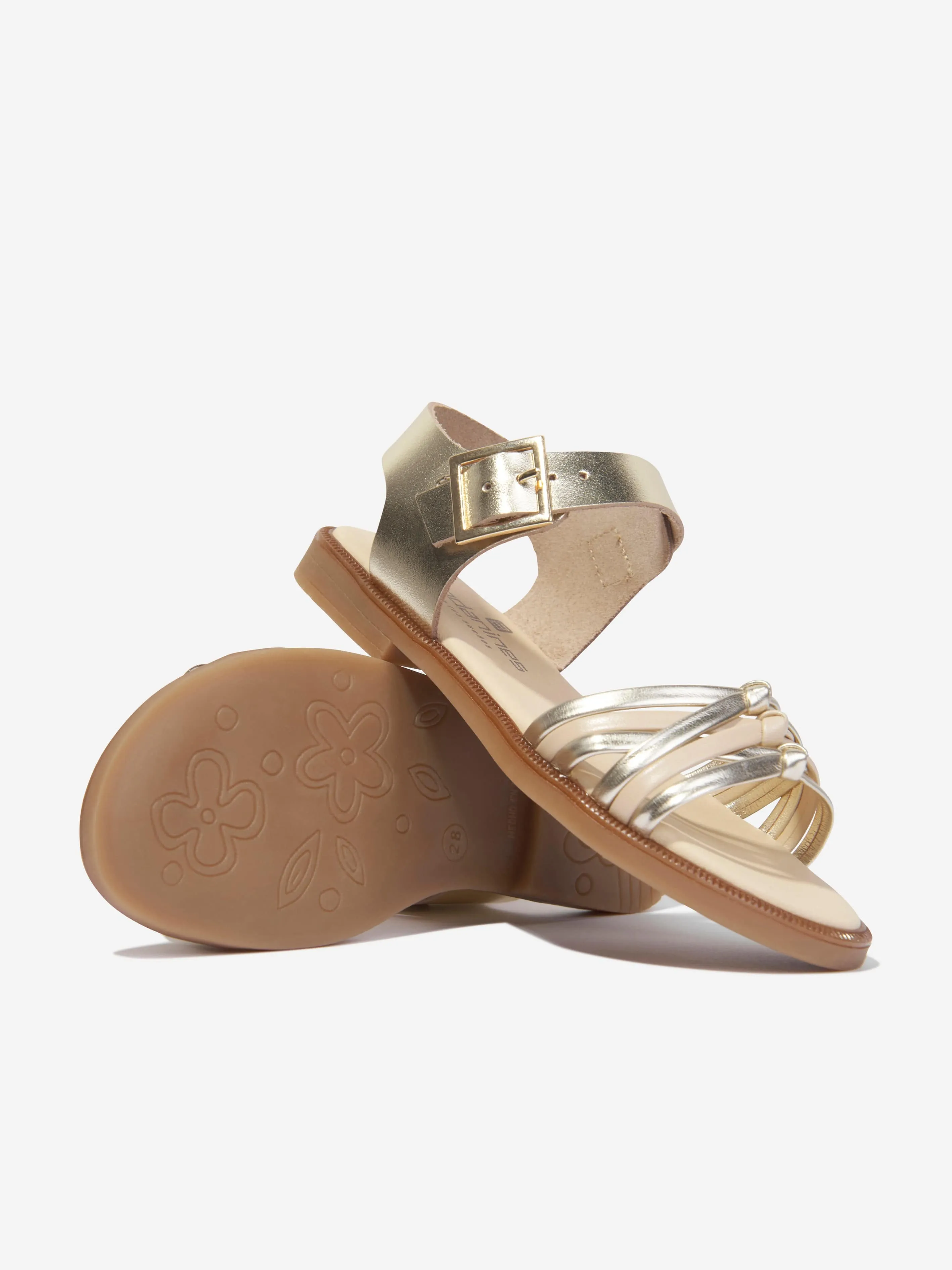 Andanines Girls Leather Sandals in Gold