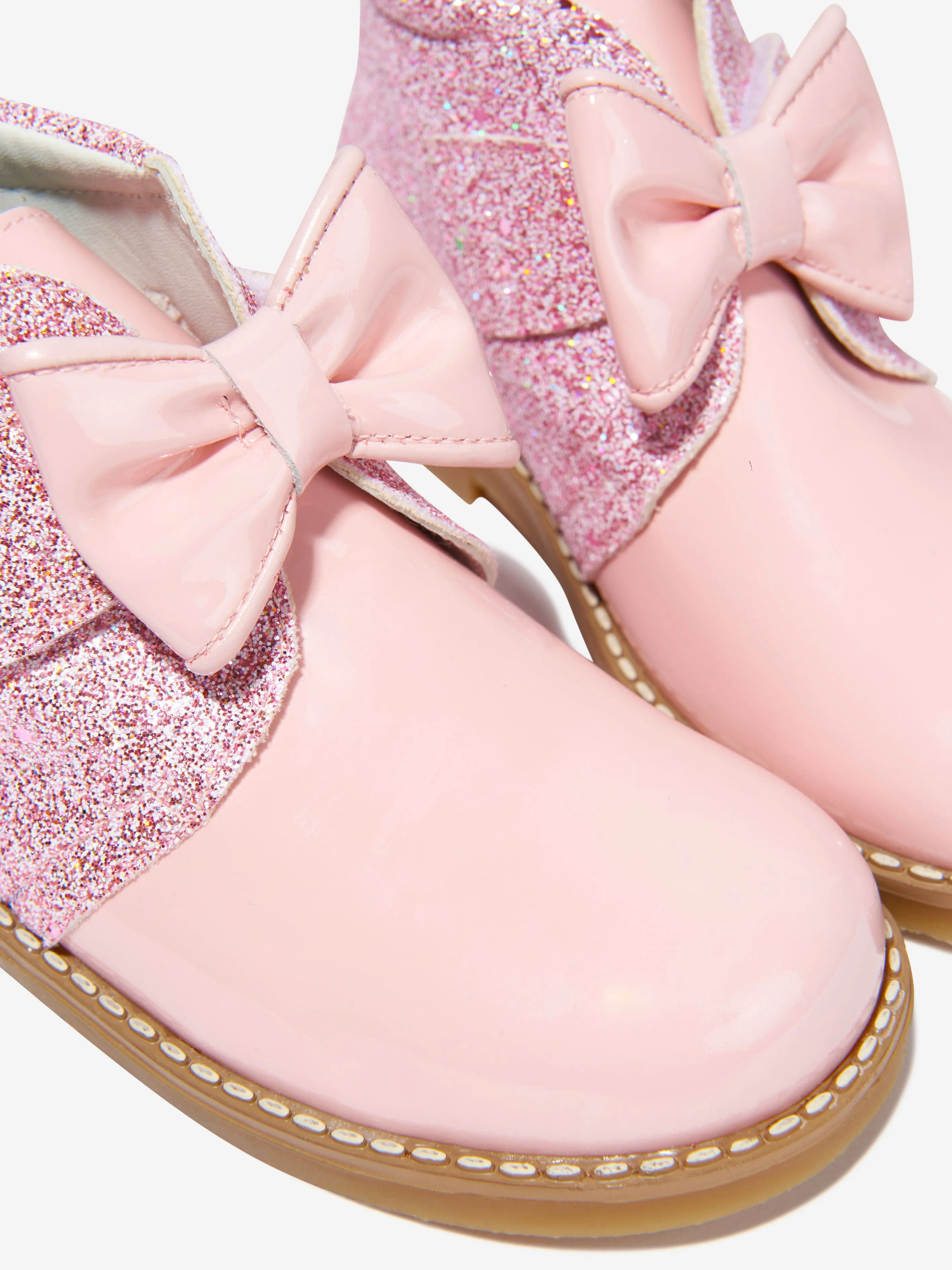 Andanines Girls Patent Leather Glitter Boots