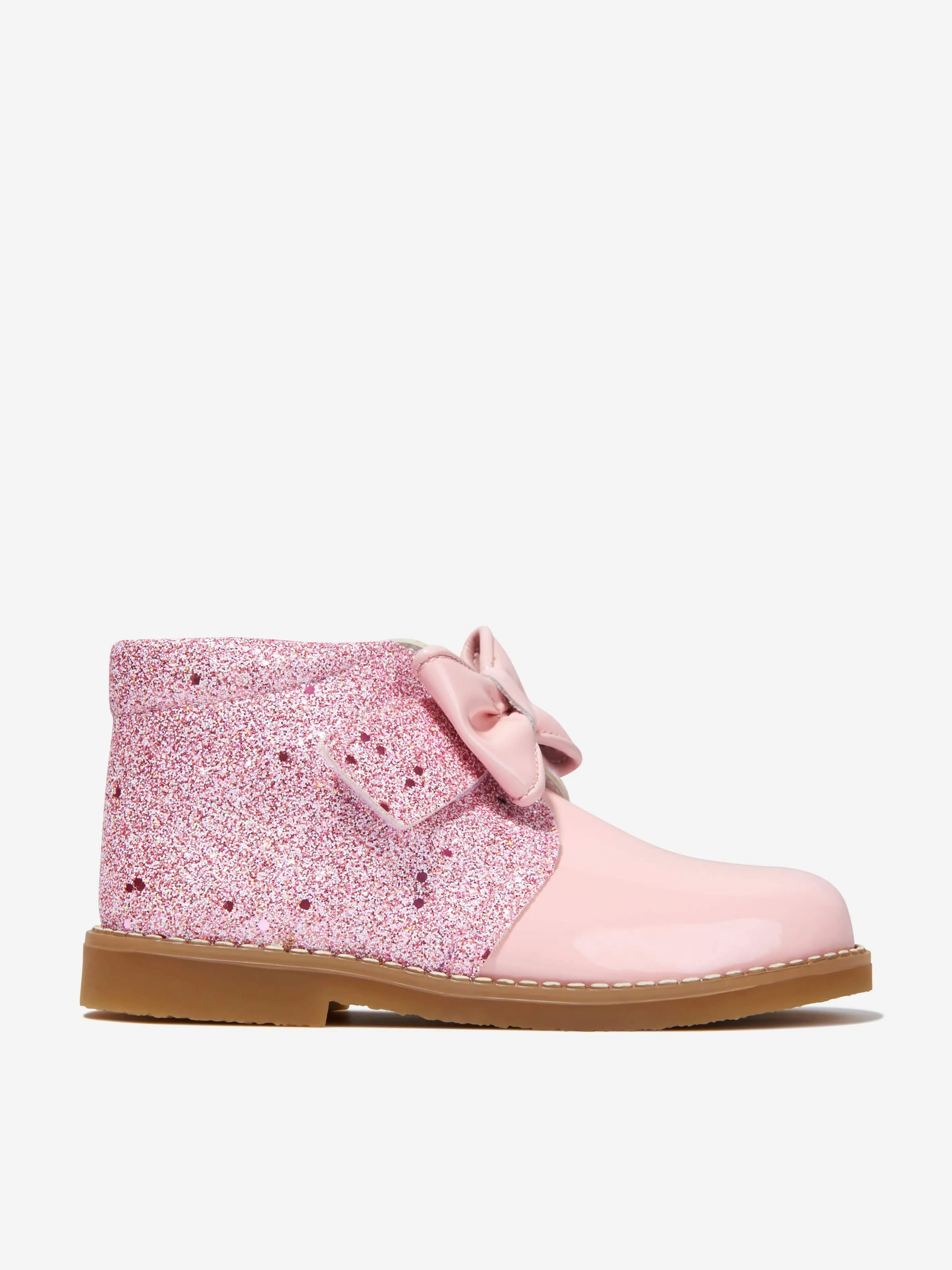 Andanines Girls Patent Leather Glitter Boots