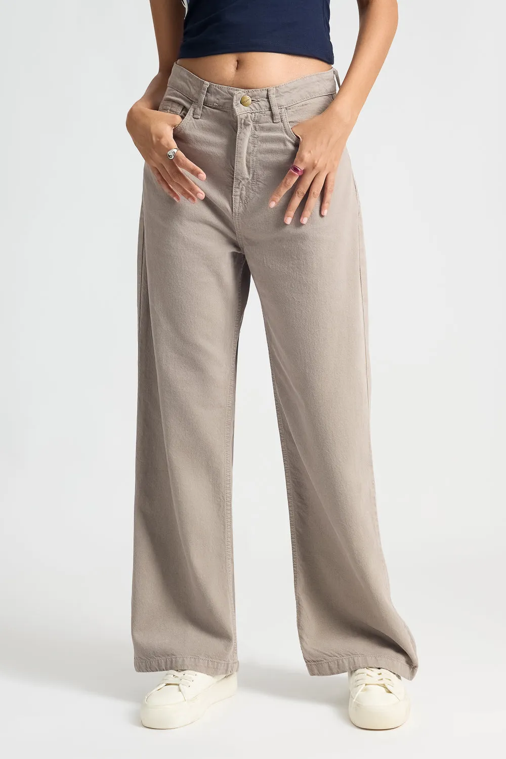 Ash Grey Wide Leg Jeans