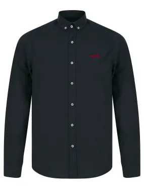 Augustus Oxford Cotton Twill Long Sleeve Shirt in Navy - Tokyo Laundry