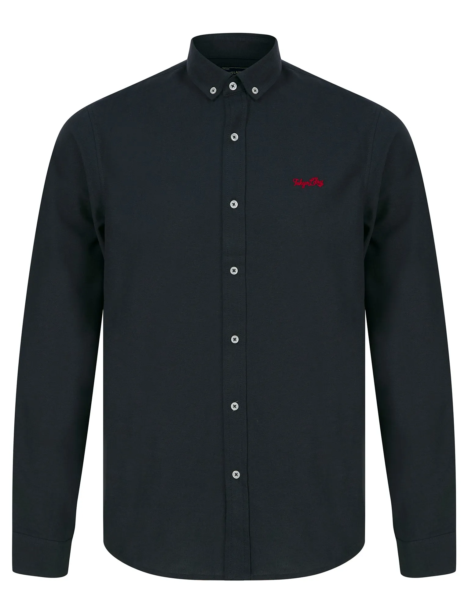 Augustus Oxford Cotton Twill Long Sleeve Shirt in Navy - Tokyo Laundry