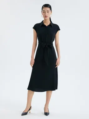 Black Acetate Fitted Shirt Dress