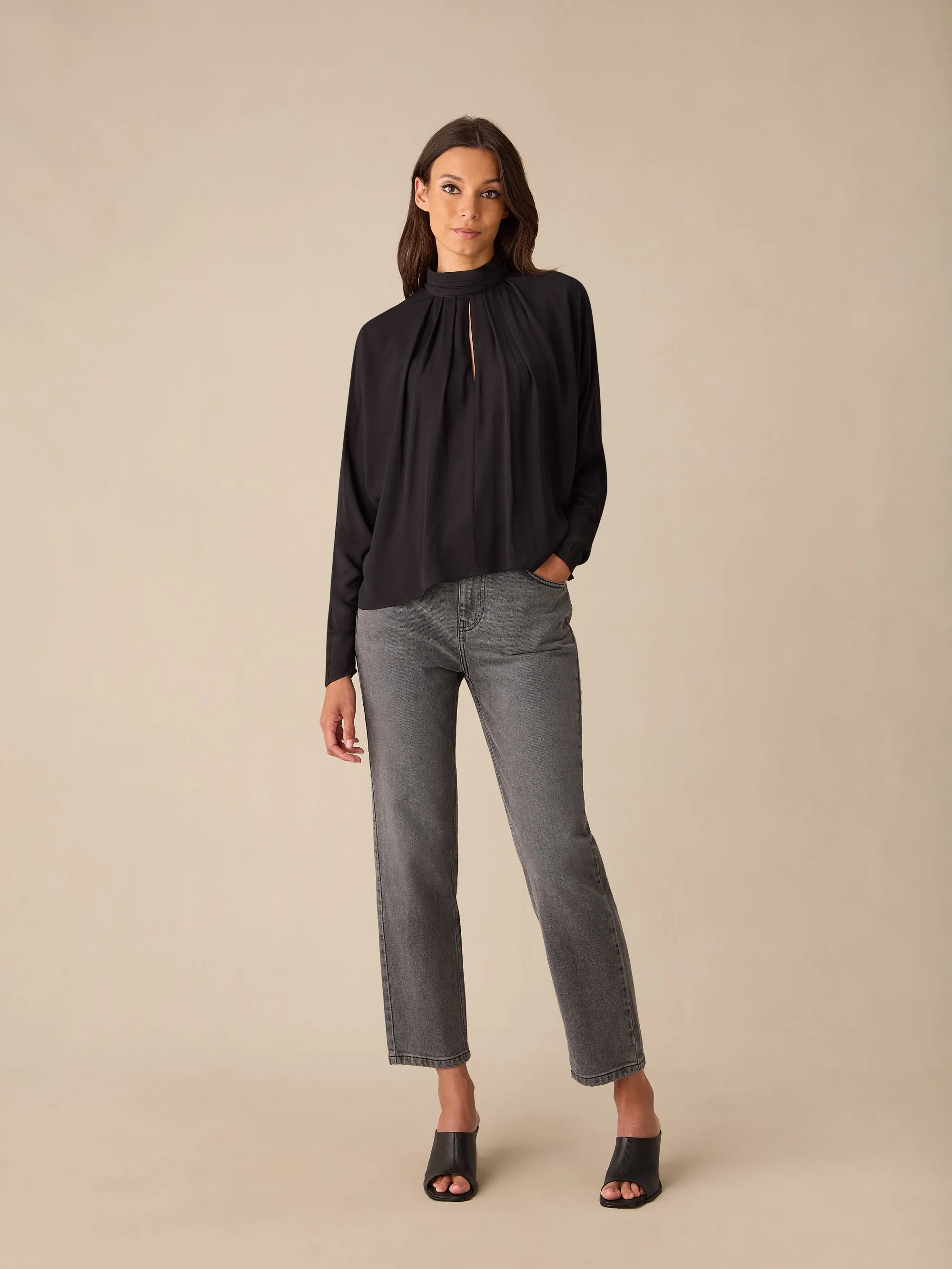 Black Batwing Sleeve Blouse