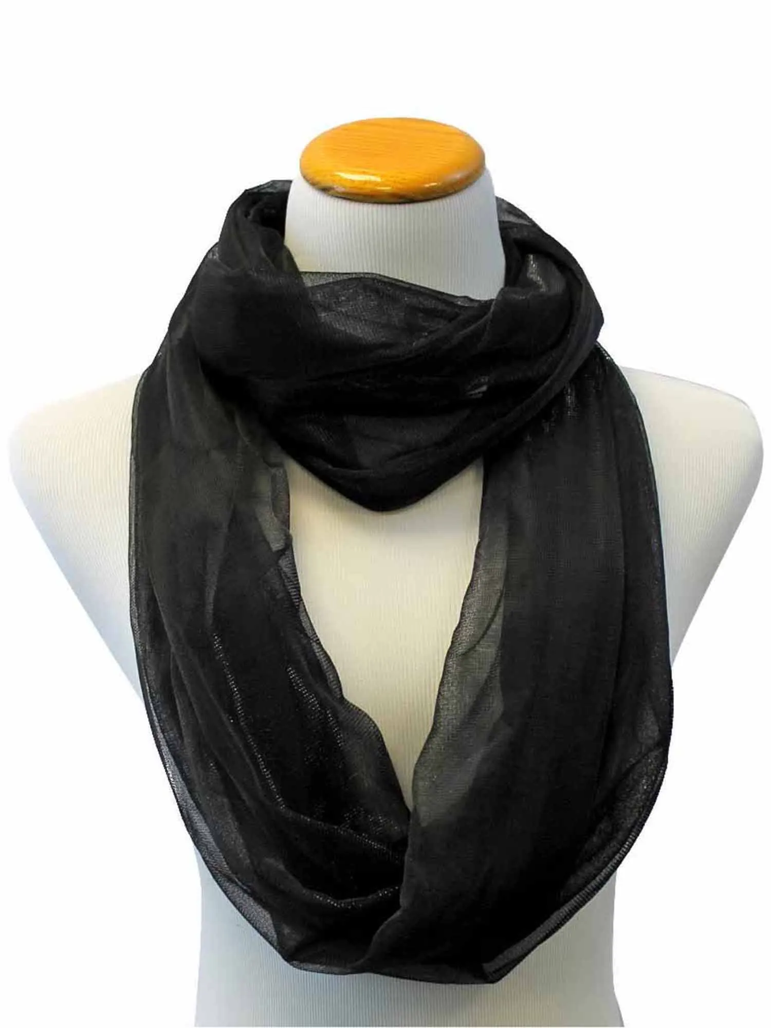 Black Shimmery Sheer Ring Scarf