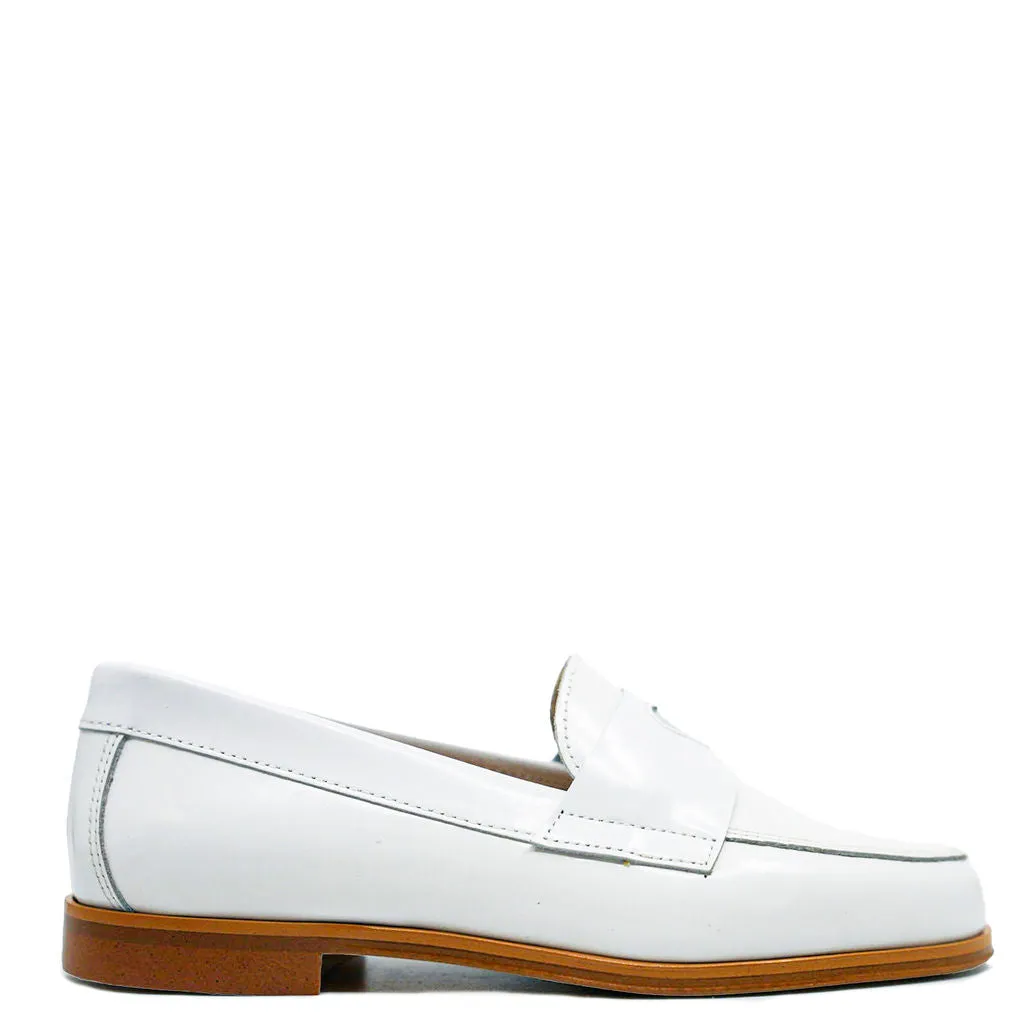 Blublonc White and Silver Heart Loafer