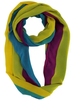 Blue Magenta Yellow Tri-Color Summer Scarf