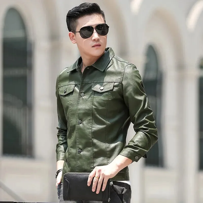 Brand New leather jacket for men leather jacket casual jacket slim fit handsome youth Leather Coat mens