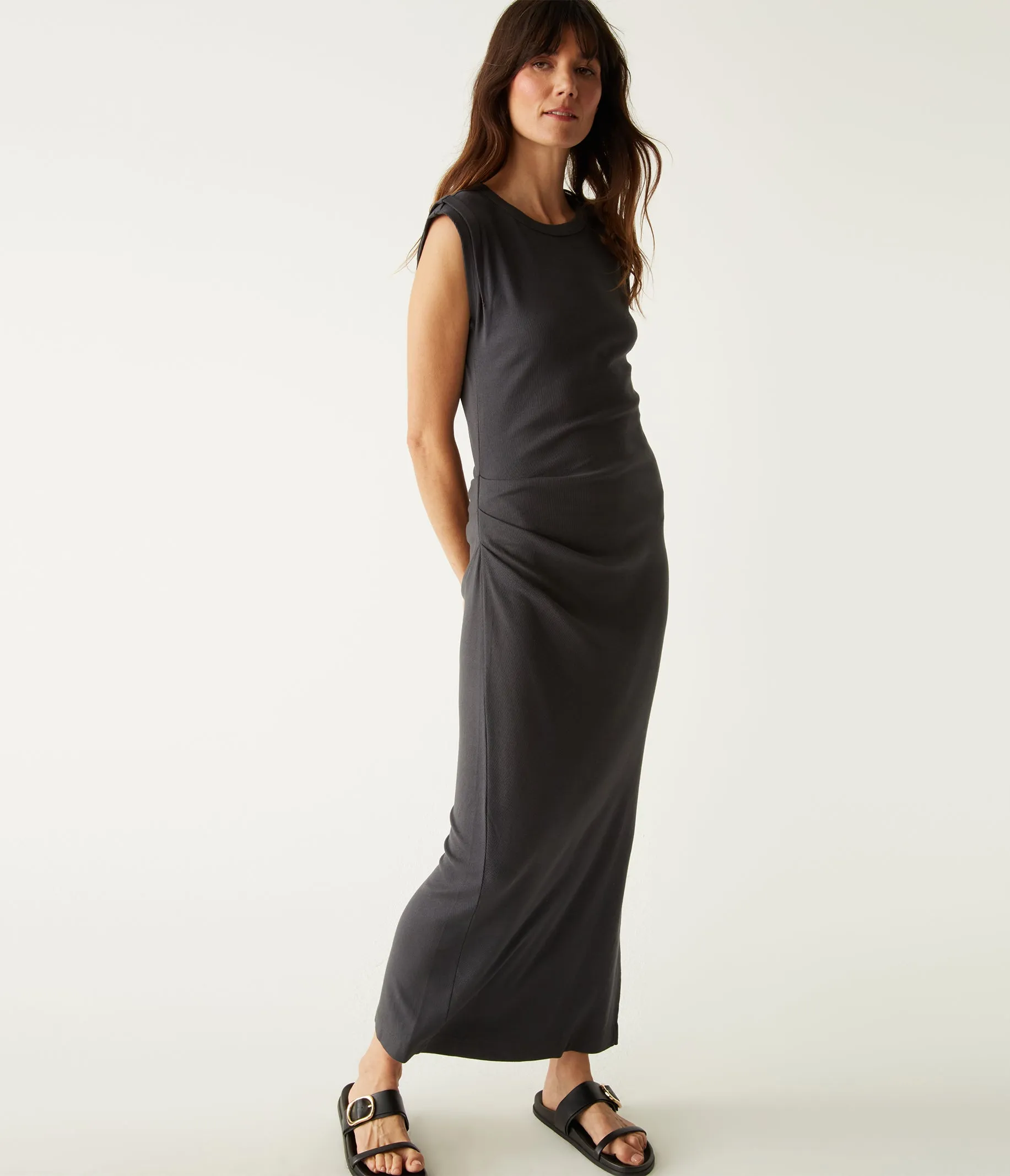 Calliope Power Shoulder Maxi Dress