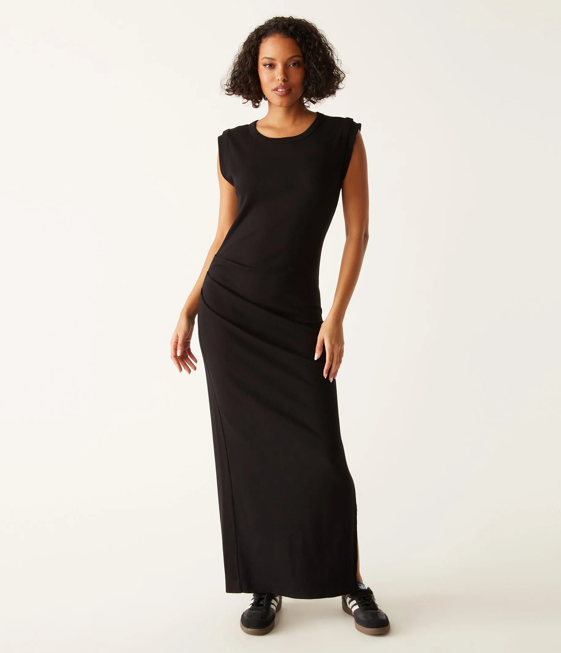 Calliope Power Shoulder Maxi Dress