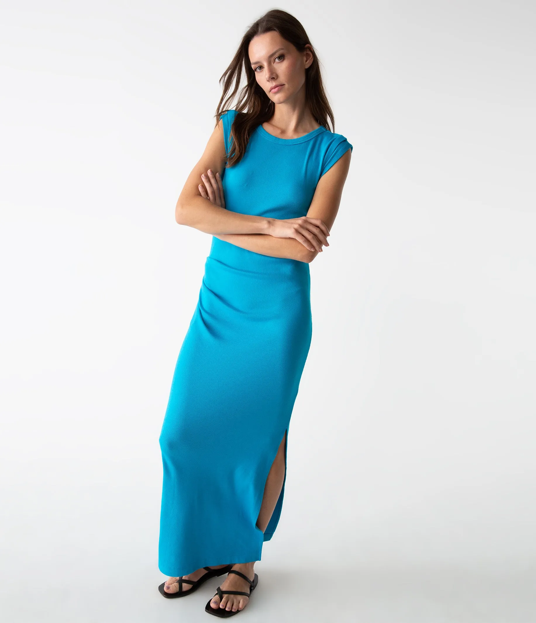 Calliope Power Shoulder Maxi Dress