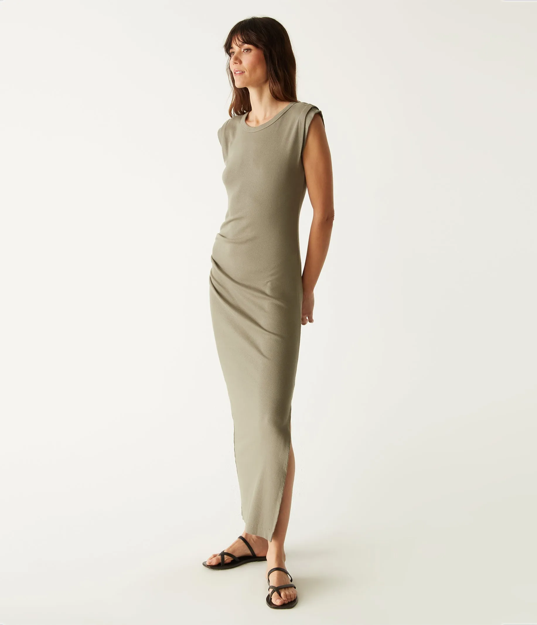 Calliope Power Shoulder Maxi Dress