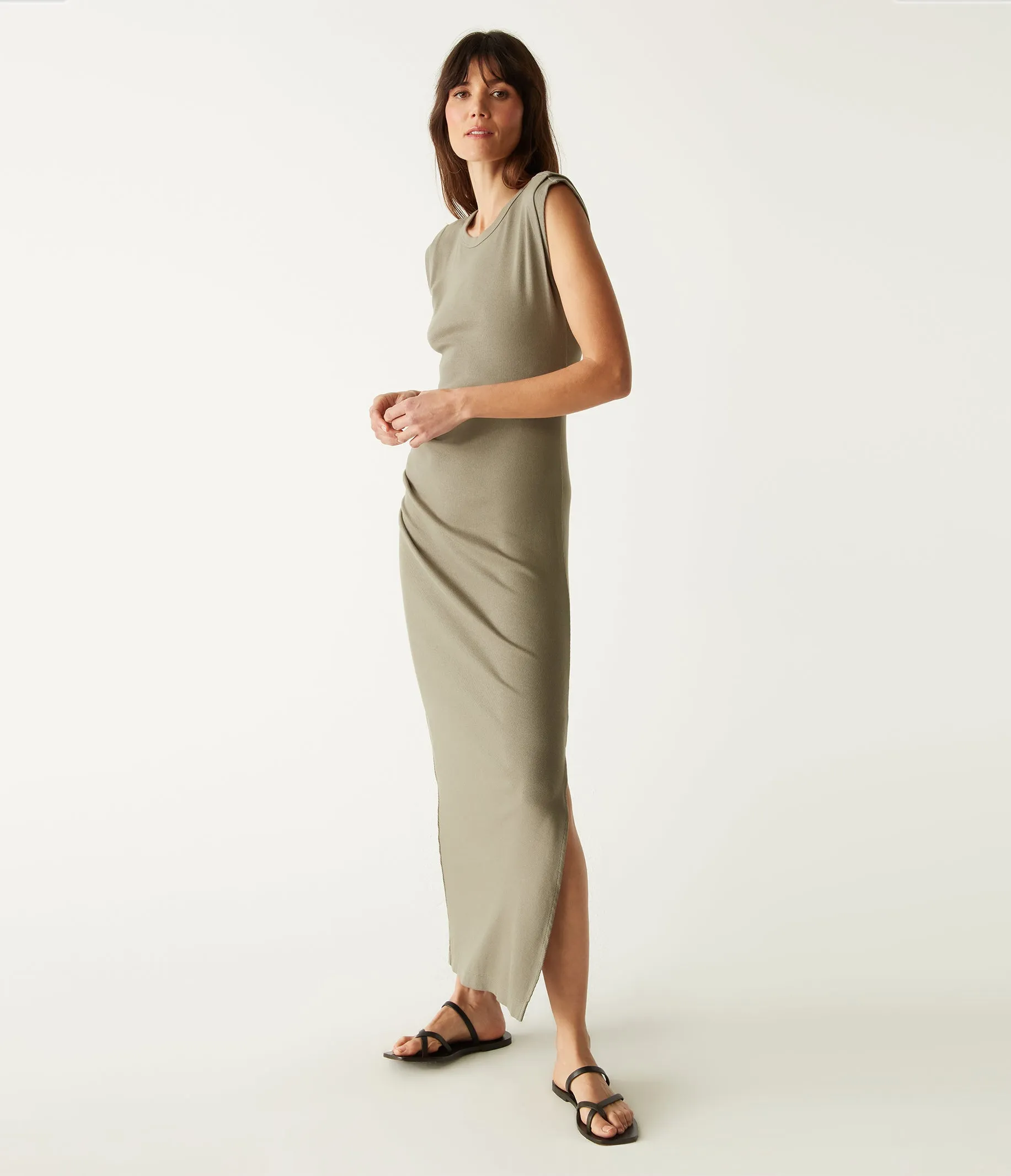 Calliope Power Shoulder Maxi Dress