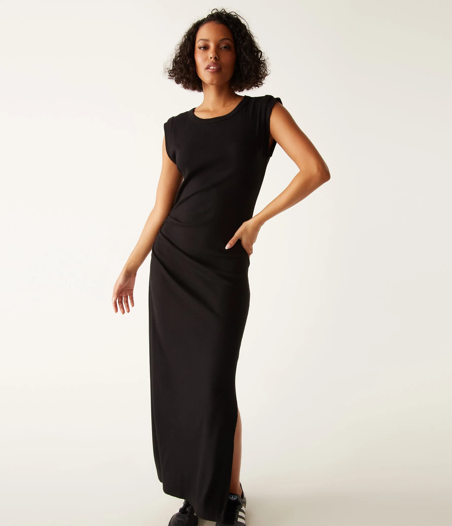 Calliope Power Shoulder Maxi Dress