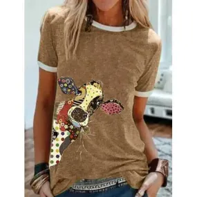 Cartoon Cattle Print T-shirt