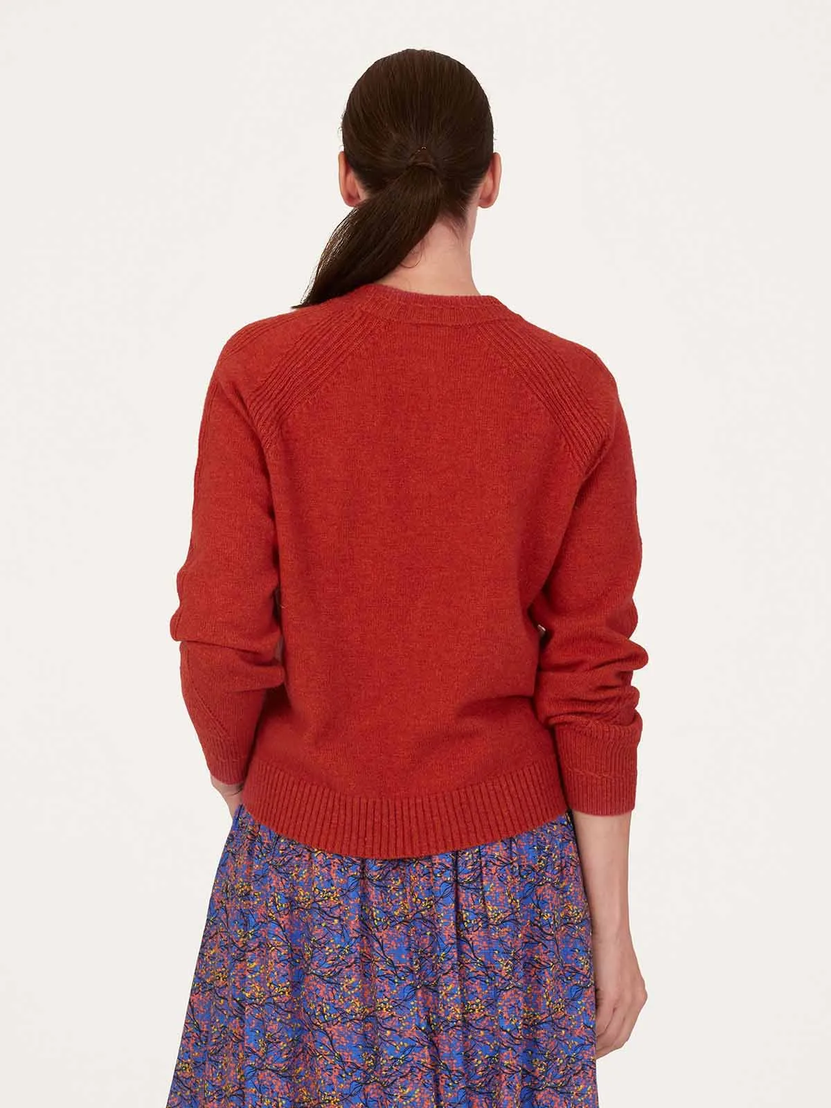 Celaeno Lambswool Funnel Neck Jumper - Dark Flame Orange