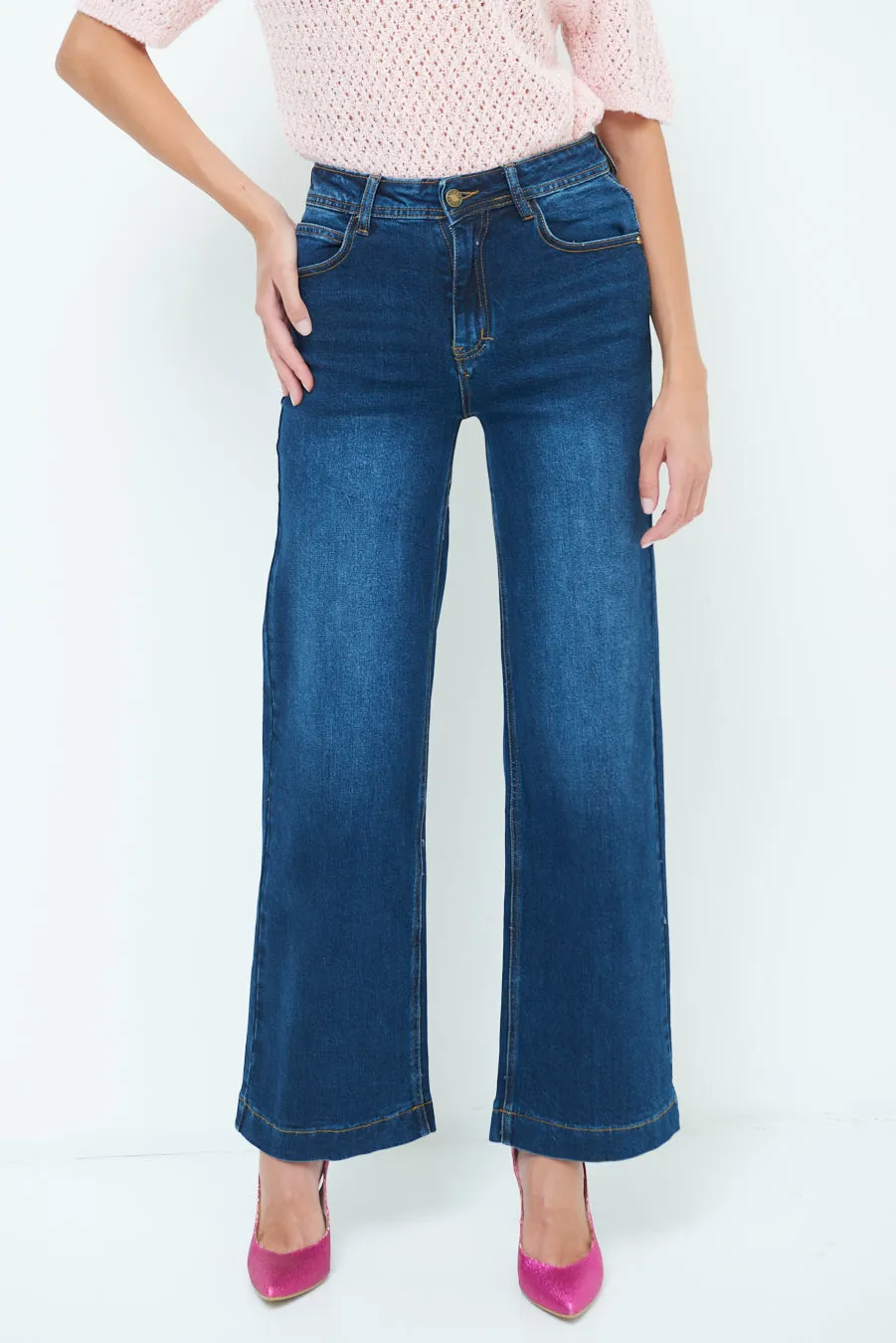 Classic wide-leg denim jeans wholesale