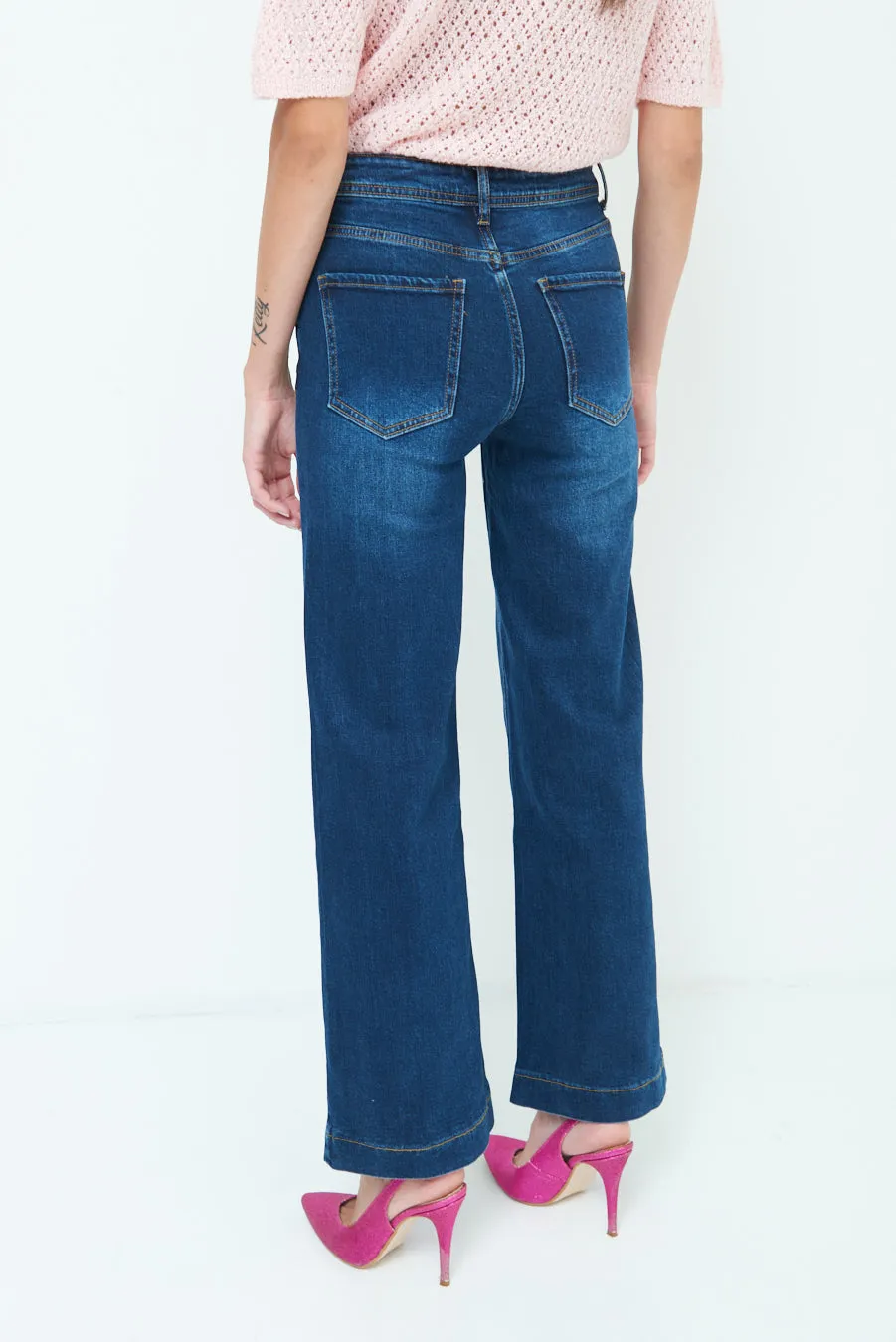 Classic wide-leg denim jeans wholesale