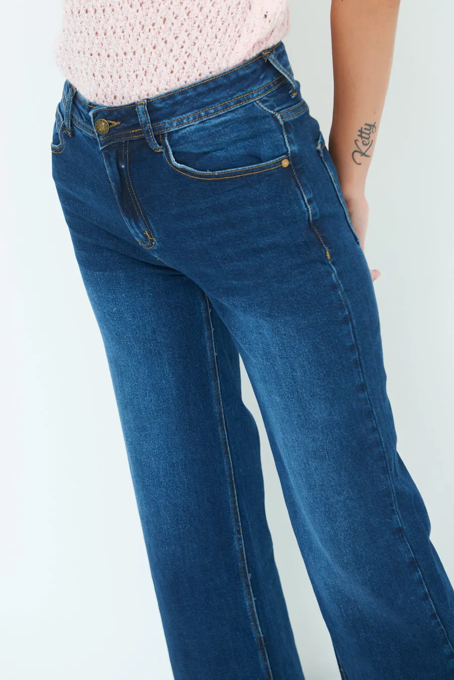 Classic wide-leg denim jeans wholesale