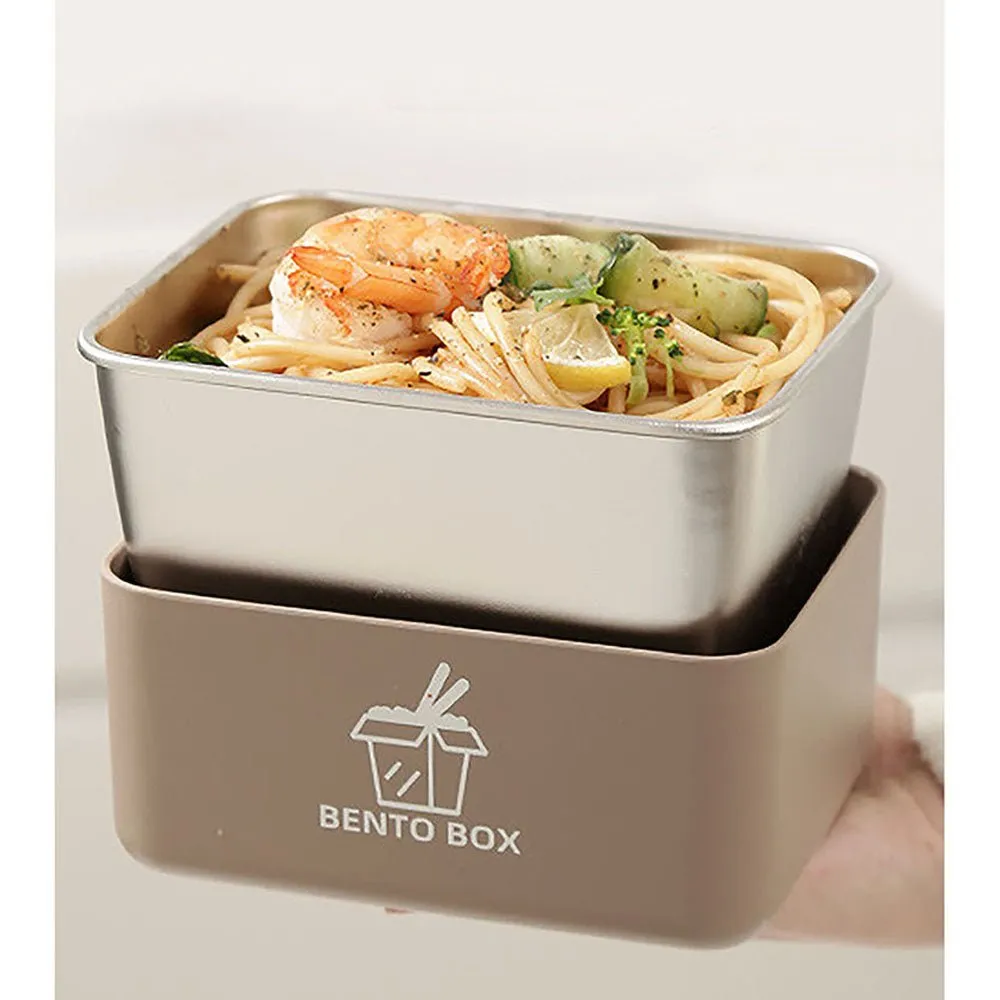 Coffee color 2pcs Bento Stainless Steel Lunch Box Container set with Lunch Box