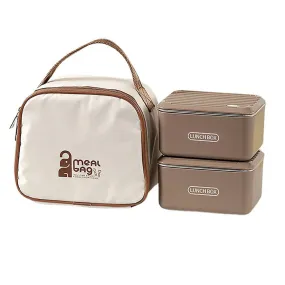 Coffee color 2pcs Bento Stainless Steel Lunch Box Container set with Lunch Box