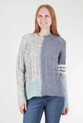 Color-Block Crew Sweater, Blue Multi