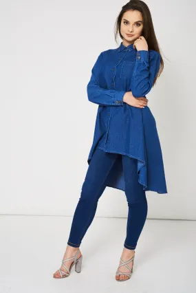 Dip Hem Denim Dress