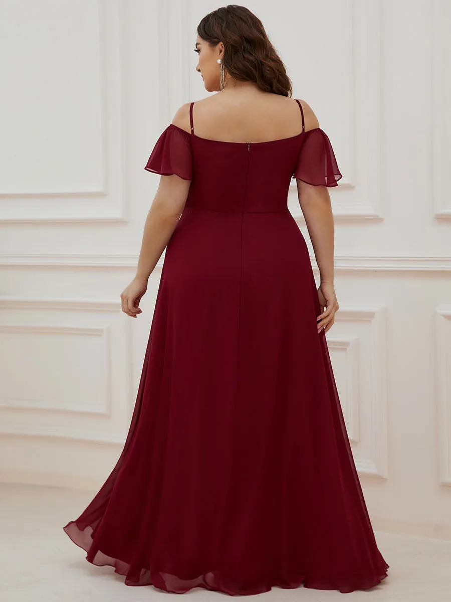 DOROTHY OFF-SHOULDER SPLIT V-NECK EVENING DRESS