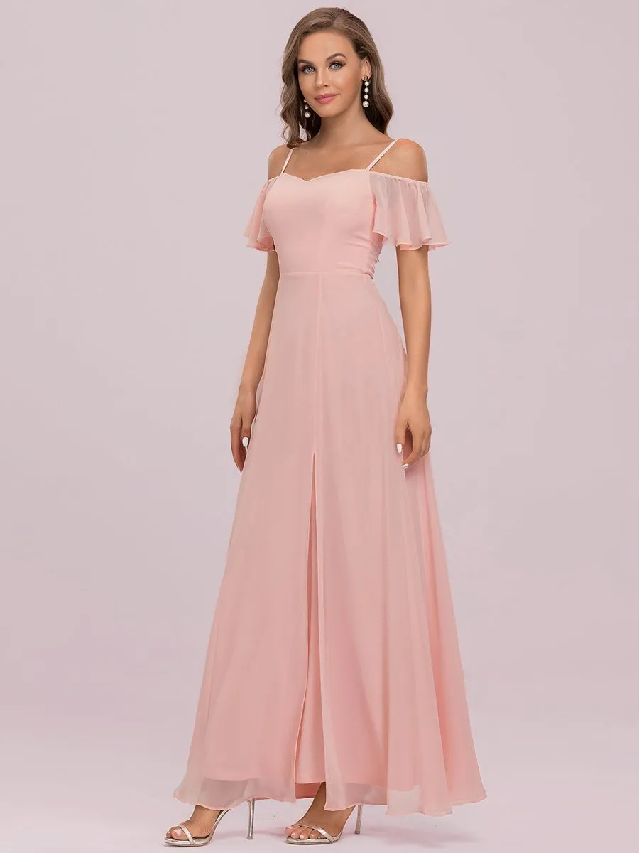 DOROTHY OFF-SHOULDER SPLIT V-NECK EVENING DRESS