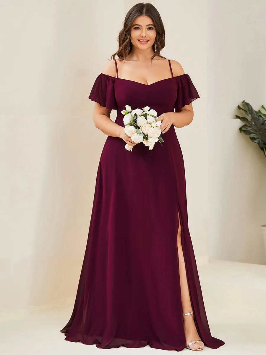 DOROTHY OFF-SHOULDER SPLIT V-NECK EVENING DRESS