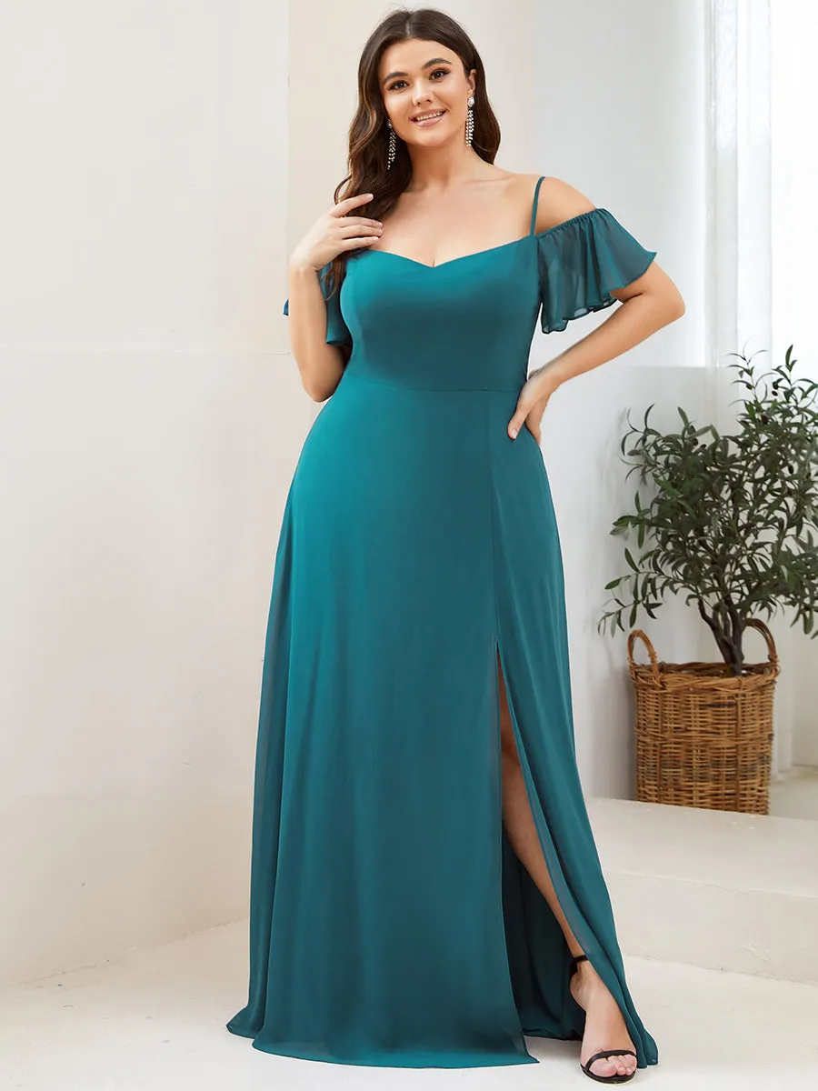 DOROTHY OFF-SHOULDER SPLIT V-NECK EVENING DRESS