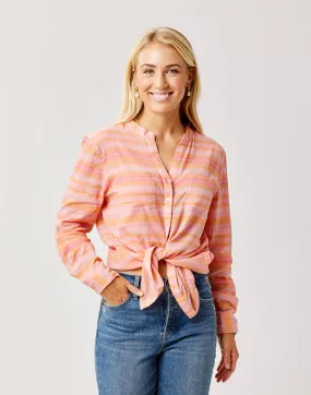 Dylan Gauze Tunic: Grapefruit Block Stripe