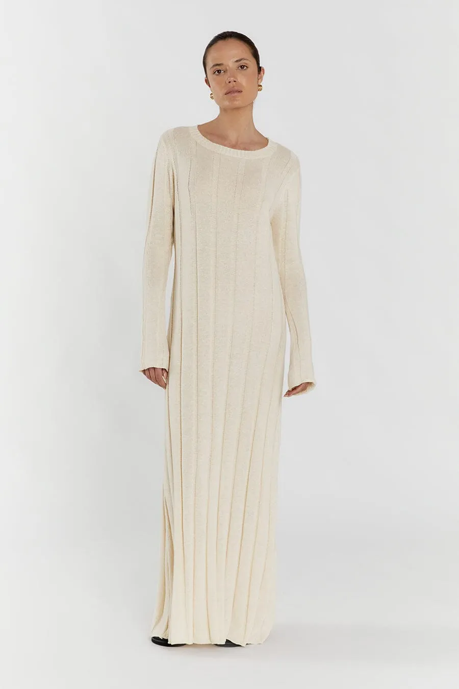 EMERY CREAM LONG SLEEVE MAXI DRESS