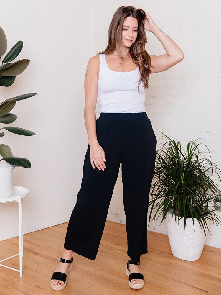 Fae Wide Leg Pant - Black Jersey