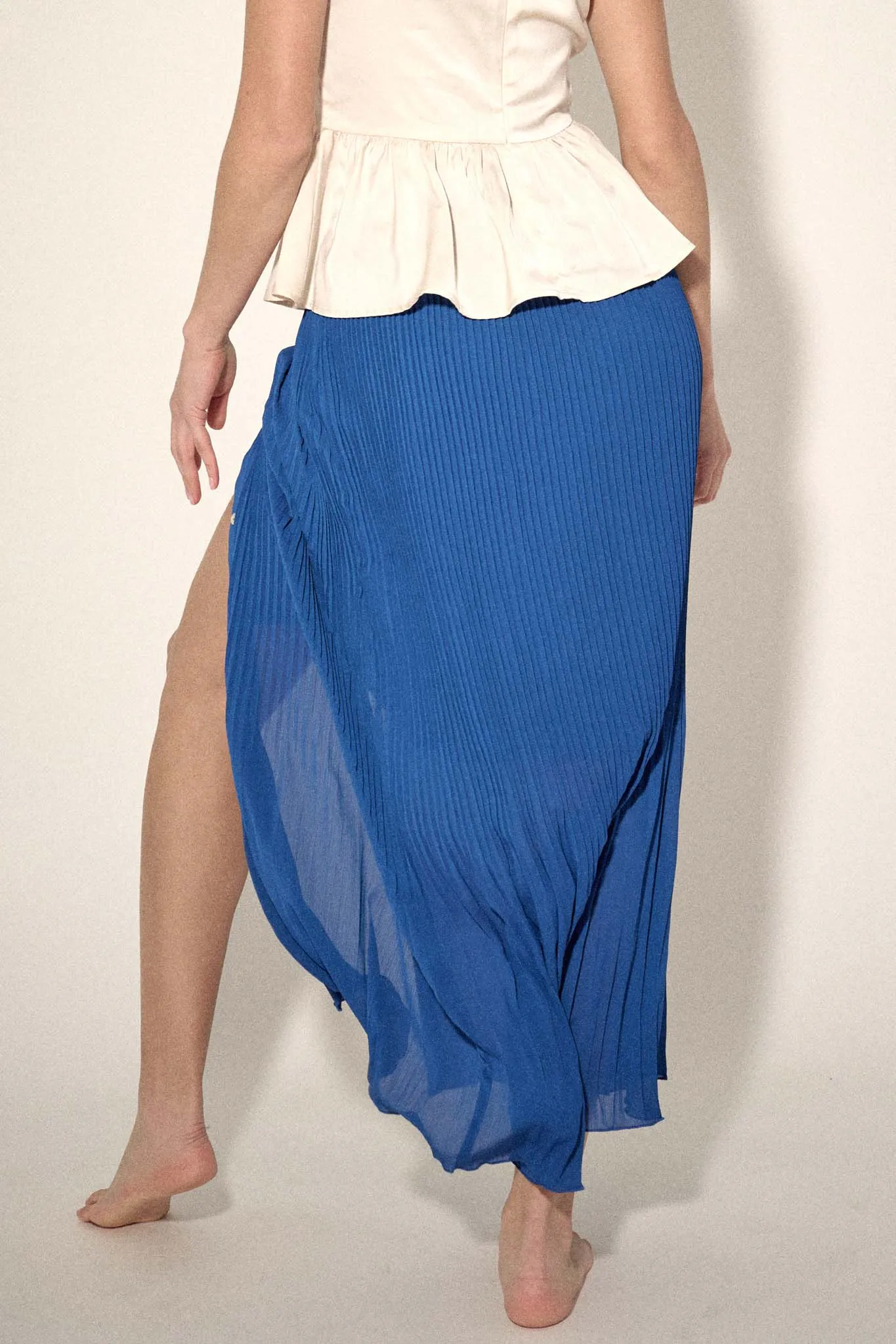 Fan Club Accordion Pleated Button-Front Maxi Skirt