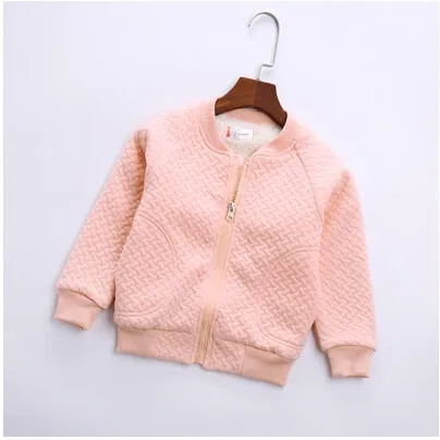 Girls warm jacket leisure jacket plus velvet spring children's wear cotton shirt late autumn outwear