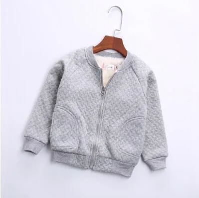 Girls warm jacket leisure jacket plus velvet spring children's wear cotton shirt late autumn outwear