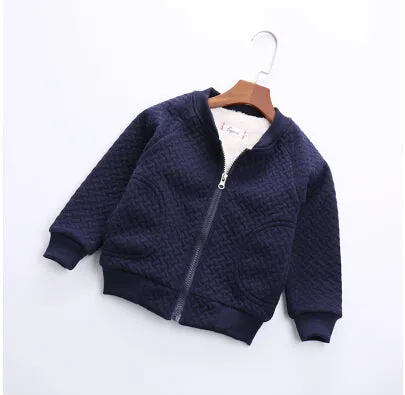 Girls warm jacket leisure jacket plus velvet spring children's wear cotton shirt late autumn outwear