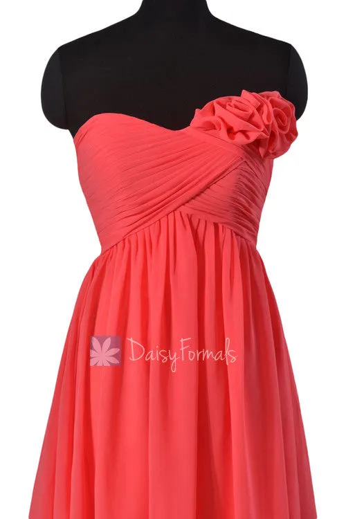 Gorgeous Cherry Chiffon Party Dress Light Chiffon Bridesmaid Dress for beach wedding (BM2425)