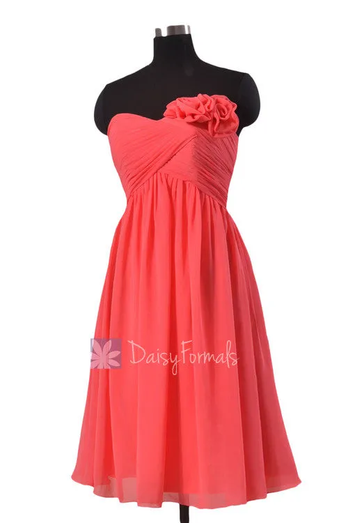 Gorgeous Cherry Chiffon Party Dress Light Chiffon Bridesmaid Dress for beach wedding (BM2425)