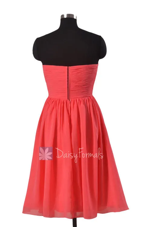 Gorgeous Cherry Chiffon Party Dress Light Chiffon Bridesmaid Dress for beach wedding (BM2425)